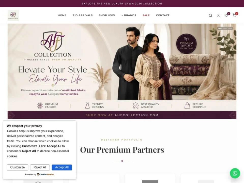 Home 2 AHF Collection WooCommerce fashion store built by Engineer Ali Raza